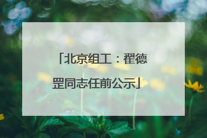 北京组工：翟德罡同志任前公示